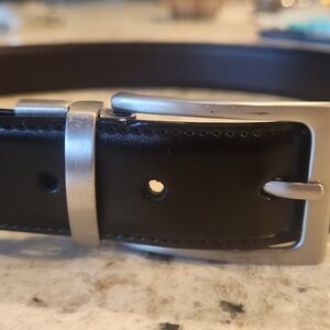 Nordstrom Black Brown Reversible Leather Belt Mens Small Silver Buckle